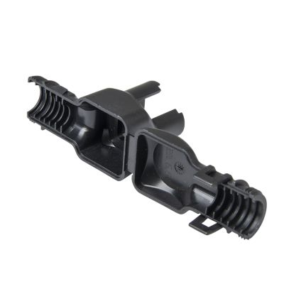 Deutsch DT Series 3-Way Backshell for plugs, featuring a 90-degree angle design in black.