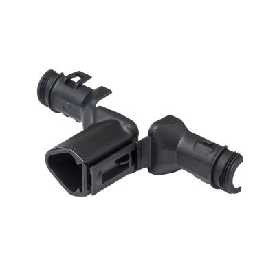 Deutsch DT Series 3-Way Backshells in black for 180¬∞ receptacle connections.