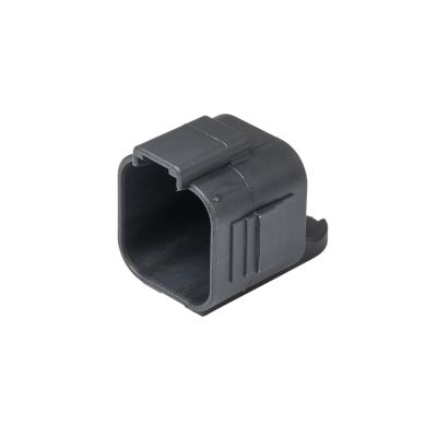 Grey thermoplastic dust cap for 6-way plug, featuring durable material and design ideal for connector protection.