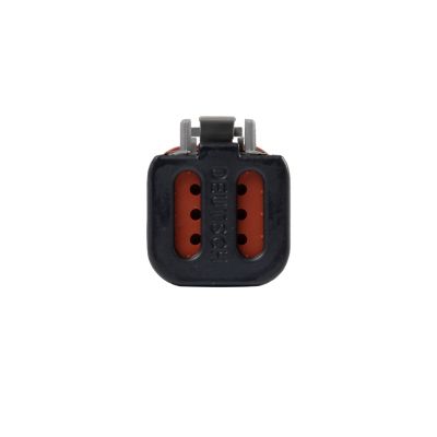 Deutsch DT Series Dust Plug, 6-way connector with a sturdy gray and orange design.