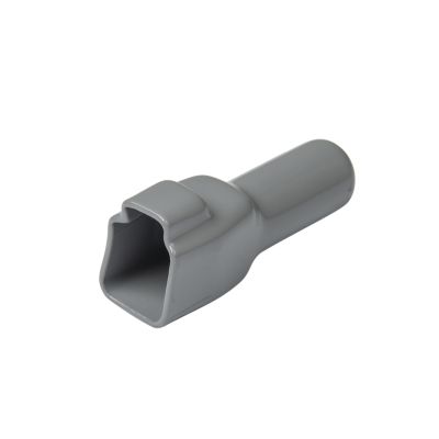 Gray Deutsch DT6S-BT boot for 6-way plug, showcasing a smooth surface and open end design for electrical connectors.