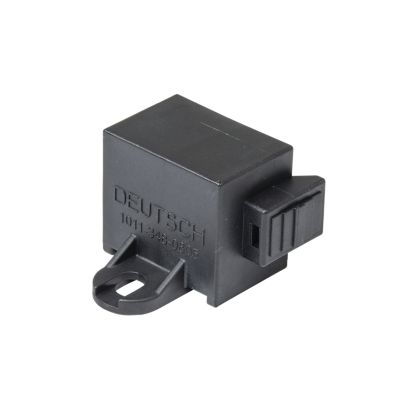 Deutsch DT Series Dustcap for 8-Way Plugs, shown in black with a secure latch system for enhanced connector protection.