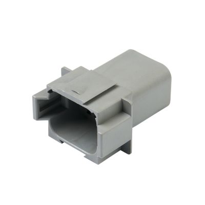 Deutsch DT04-08PA connector, 8-way receptacle, gray casing, durable and high-performance design.