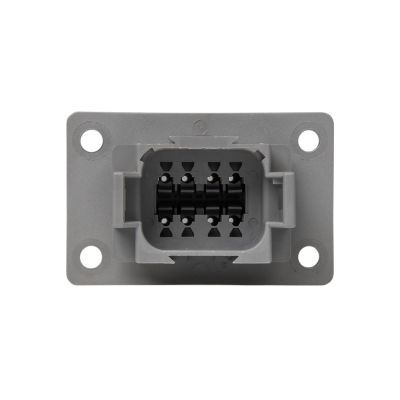 Deutsch DT Series 8-way flange mount receptacle with gasket featuring secure connection points and durable construction.