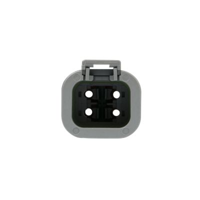 DEUTSCH DTP Series 4-Way Receptacle with gray casing, showcasing durable design for automotive and industrial connections.