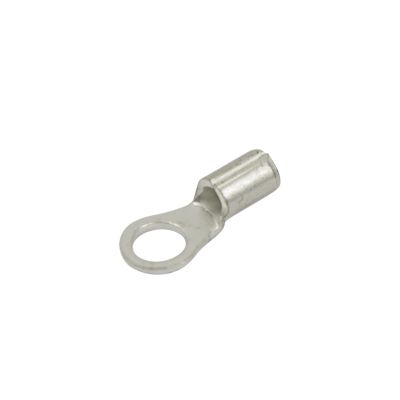 Non-insulated copper tin plated ring terminal with eyelet for versatile electrical connections.