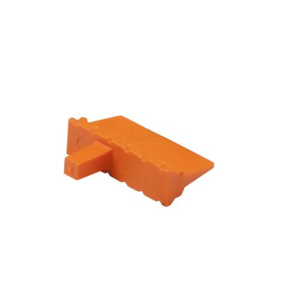 Orange Deutsch WM-12P DTM 12-way receptacle wedge with a rectangular shape, designed for secure electrical connections.