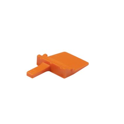 Orange Deutsch WM-3P, 3-way receptacle wedge, showcasing its precise design and connector compatibility.