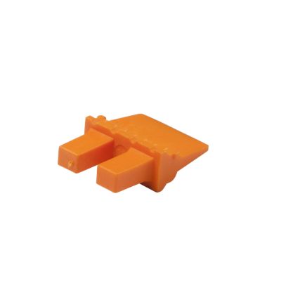 Orange Deutsch WM-8P, DTM 8-way receptacle wedge shown on white background.
