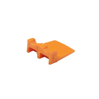 Orange Deutsch WP-2P, 2-way receptacle wedge, showcasing its unique design for secure electrical connections.