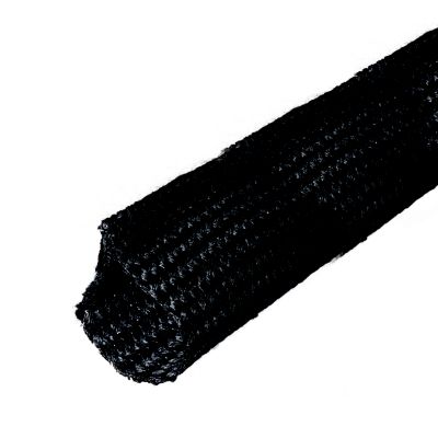 Black nylon grip wrap sleeving, providing protective covering for cables and wires, coiled in a compact roll.
