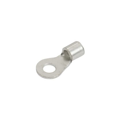Copper tin plated ring terminal with open-ended loop design, suitable for various applications, non-insulated finish.