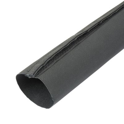 Dura Wrap cable sleeve with hook and loop closure, flexible and durable material in a sleek design for easy wire management.
