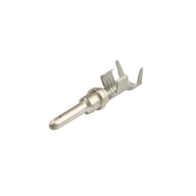 Nickel DT pin contact, Deutsch 1060-12-0222, featuring a sturdy design and smooth surface for secure electrical connections.