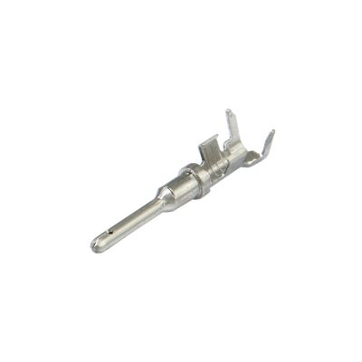 Nickel-plated DT pin contact for connectors. Features precision fitting and sturdy design, ideal for secure electrical connections.