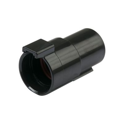 Black Deutsch DTHD Receptacle, Size 4 connector with a cylindrical design and secure latching mechanism.