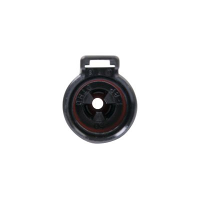 Front view of DEUTSCH DTHD Series Receptacle, Size 8, in durable black material, showcasing circular connector design.