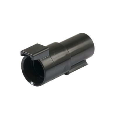 Black Deutsch DTHD04-1-8P receptacle, connector component, cylindrical design, durable plastic material, suitable for size 8 applications.