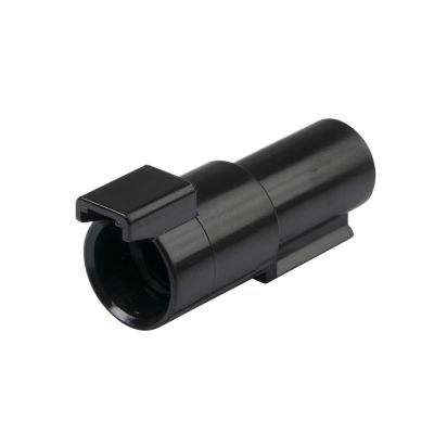 Black DEUTSCH DTHD Series Receptacle, cylindrical design, showcases durable automotive and electrical connector housing.