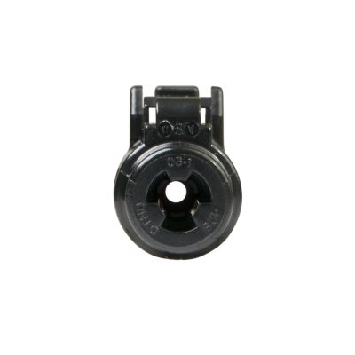 DEUTSCH DTHD Series Plug, Size 12, displaying a round black design with a central hole and distinct grooves.
