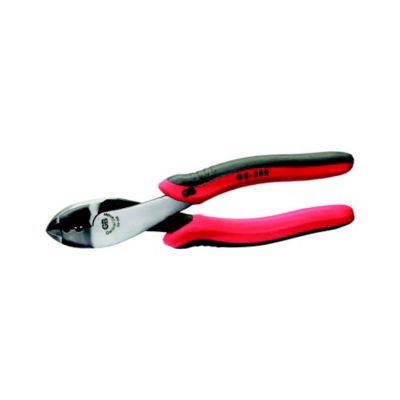 Red and black light-duty crimper with ergonomic handles, designed for 22-14 gauge wires, featuring a sleek metal head.