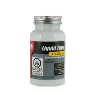 Liquid Tape bottle with a screw cap, featuring product label and safety warnings. Ideal for electrical insulation purposes.