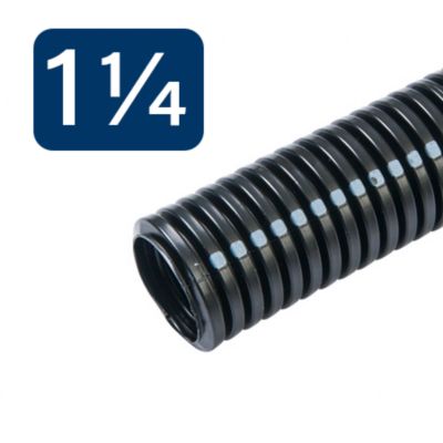 High-temp non-split loom tubing in black, showcasing durable corrugated design for protective cable management.