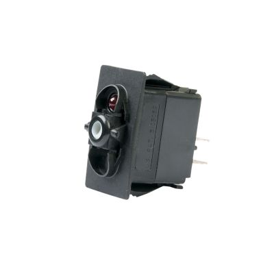 Carling Technologies rocker switch, SPST On-Off, with red 12V LED indicator for electrical applications.