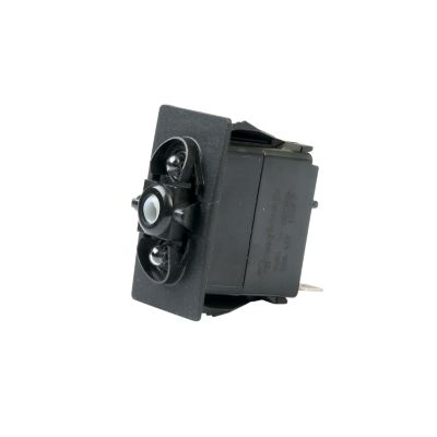 Carling Contura V-Series SPDT Rocker Switch with black casing and visible contacts, designed for vehicle and marine use.