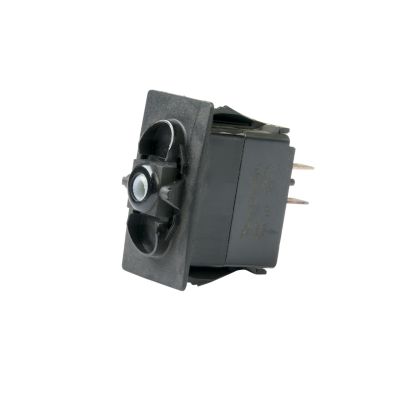 Rocker switch by Carling Technologies, DPST On-Off, no lamp. Sleek design for electronic devices, durable black casing.