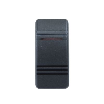 Black Contura III rocker switch with hard plastic body and red lens highlighting functionality and modern design.