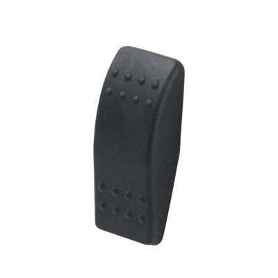 Black rocker switch with soft plastic Contura II actuator, featuring a grip texture, no lens present.