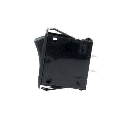 Side view of a Carling L-Series non-illuminated DPST rocker switch, featuring a sleek black design.