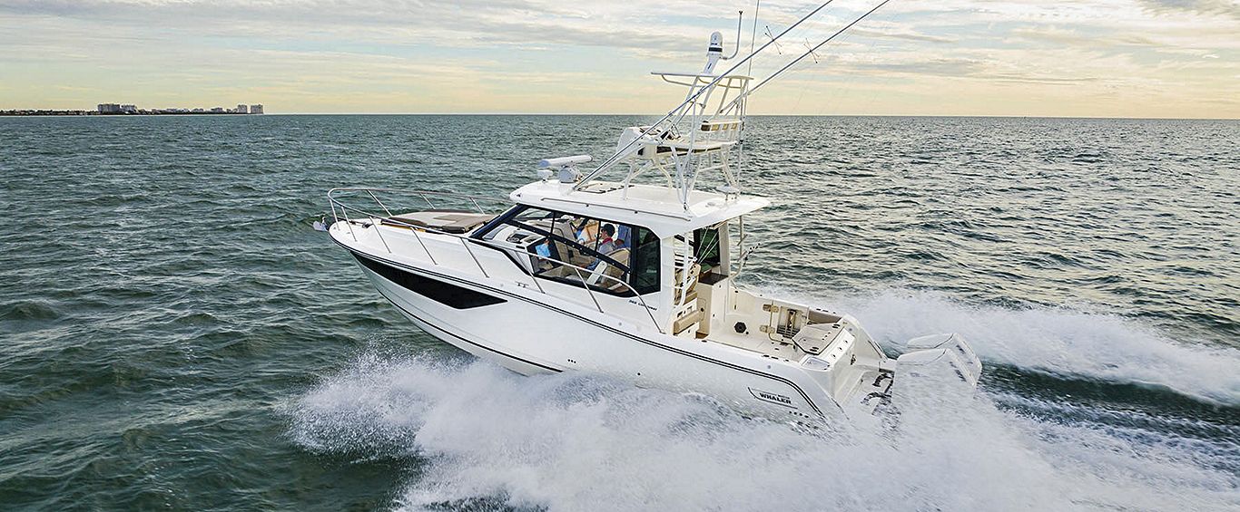 Boston Whaler boat running on the water