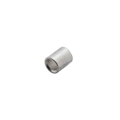 Silver cylindrical parallel connector for 8-gauge wires on a white background, ideal for electrical connections.