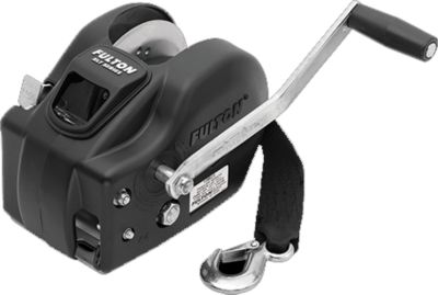 WINCH, 2600# 2-SPED W20′ STRAP 10  HANDLE, BLACK COVER