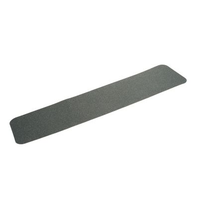 Black anti-slip tape with gritty surface and adhesive backing. Ideal for safety and grip enhancement on various surfaces.