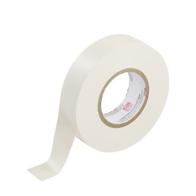 White vinyl tape roll partially unwound, suitable for color coding and electrical projects.