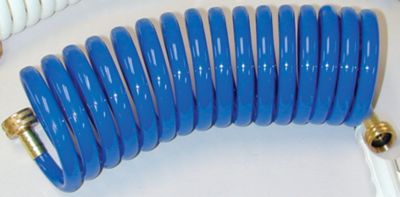 15′ BLU WASH DOWN COILED HOSE W/PISTOL GRIP NOZZLE/BRASS FTG