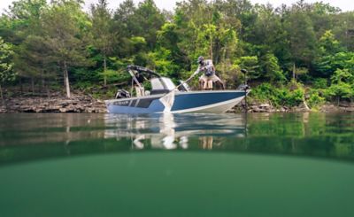 Premium Photo  Moored boat with lots of fishing accessories in