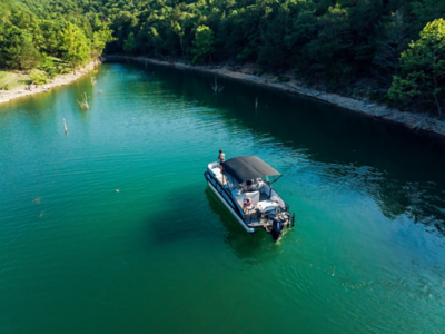 Lowe Pontoon Boat Cruising 