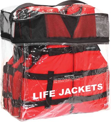 Airhead 3000225ARD General Boating Life Vest 4-Pack w/Bag, Adult, Blue