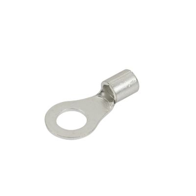 Copper tin plated ring terminal, ideal for 8 gauge wire applications and 5/16" stud connections, non-insulated design.