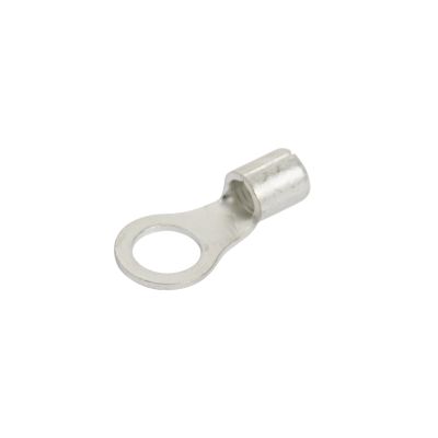 Copper tin plated ring terminal, non-insulated, suitable for electrical connections involving a stud and gauge applications.
