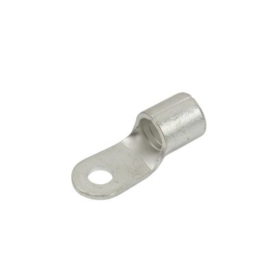 Copper tin plated ring terminal, non-insulated, with a stud hole, suitable for 2 gauge wiring applications.