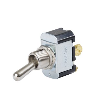 Carling Technologies SPST toggle switch 6FA54-73 with (On)-Off positions and 6-32 screw, featuring metal finish.