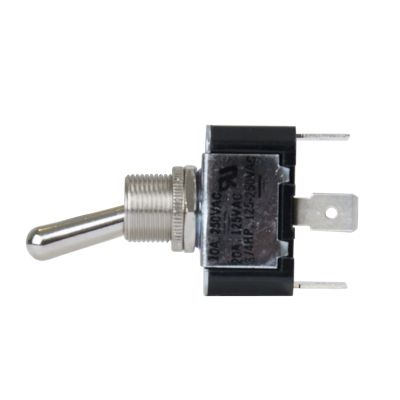 Carling Toggle Switch F-Series SPDT showing metal lever and labeled black casing for electrical applications.