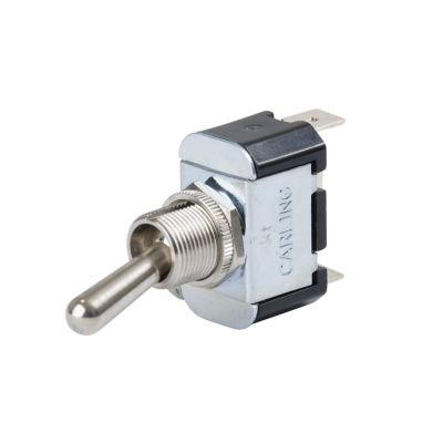 Carling Technologies toggle switch, SPDT, on-off-on function, metal blade connectors, and robust construction.