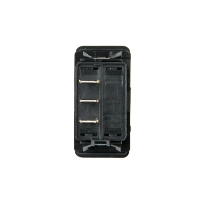 Black Carling Contura III SPDT non-illuminated rocker switch, featuring a durable plastic housing with three metal terminals.