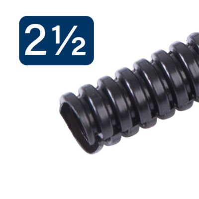 Black standard split loom tubing with a coiled design for cable management, featuring a numbered size marker in the corner.